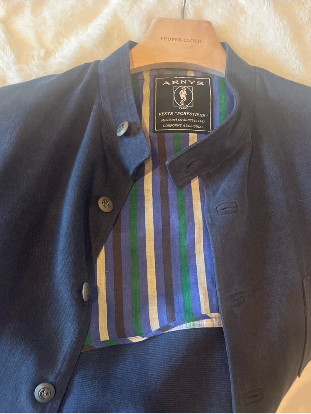 ARNYS Paris Men's Dark Navy Stand-Collar Shirt Jacket